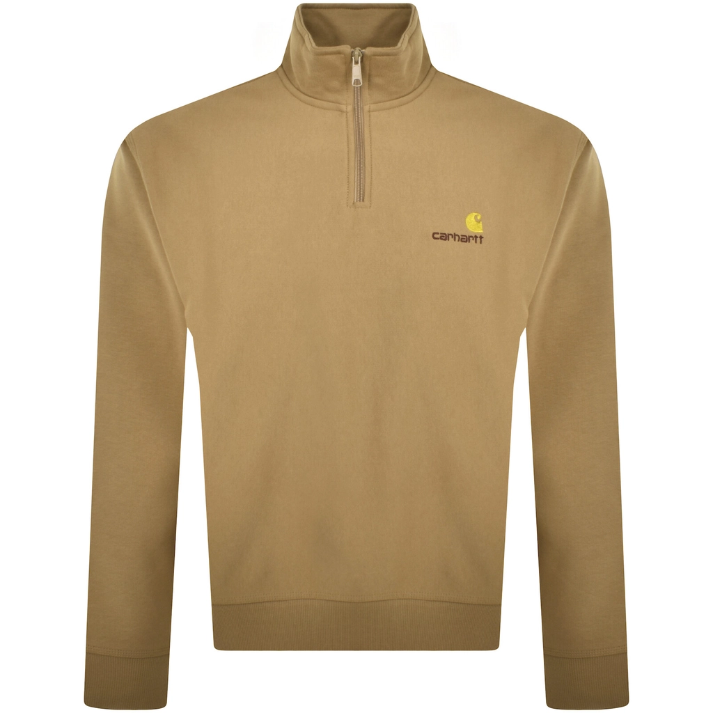 Carhartt WIP Carhartt Half Zip Script Logo Sweatshirt Brown